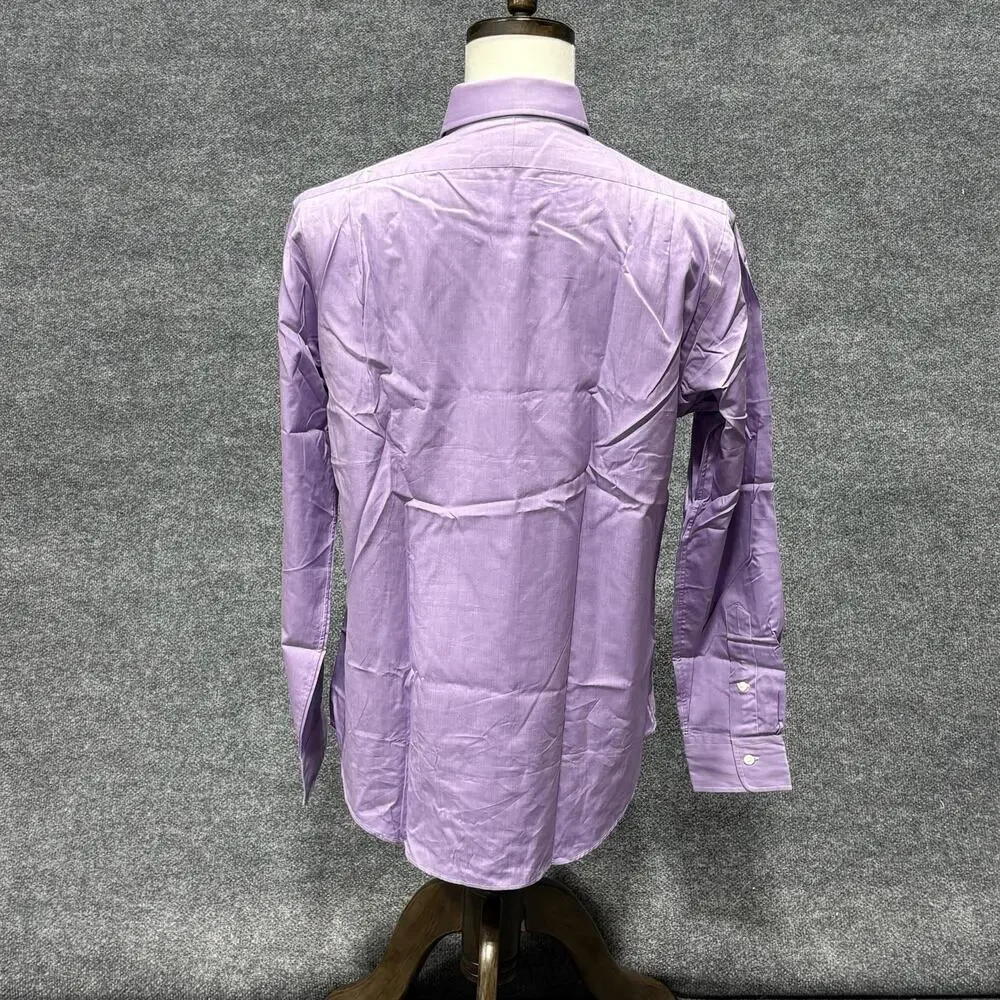 Polo Ralph Lauren Shirt Mens 16 34/35 Purple Solid Long Sleeve Dress Button Up